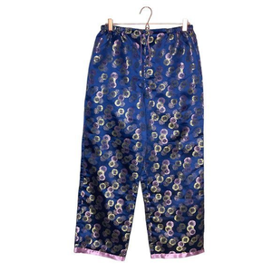 New Vintage 90s 00s Y2K Heart Large‎ L Brocade Shiny Floral Woven Wide Leg Pants